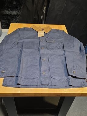 Patagonia Navy Jacket with Brown Corduroy Collar